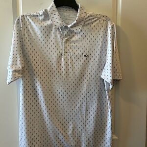 Vineyard Vines White Polo Shirt with Geometric Pattern